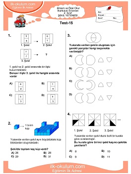 ilkokul 1. Sınıf Bilsem Zeka Testi 